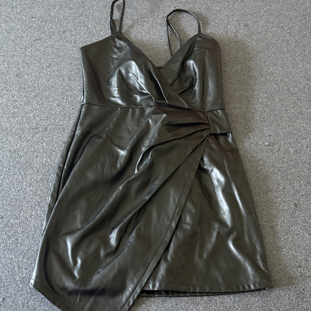Lulu's Black Faux Leather Mini Dress